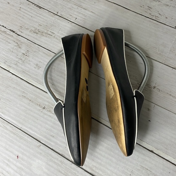 J. Crew Black Pointed Toe Loafers with White Piping - Picture 6 of 10